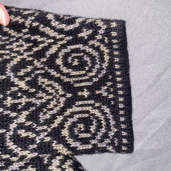 Nomadic Traders Women’s Size XL Chunky Knit Leaf Cardigan Sweater Full Zip Black - Picture 5 of 8